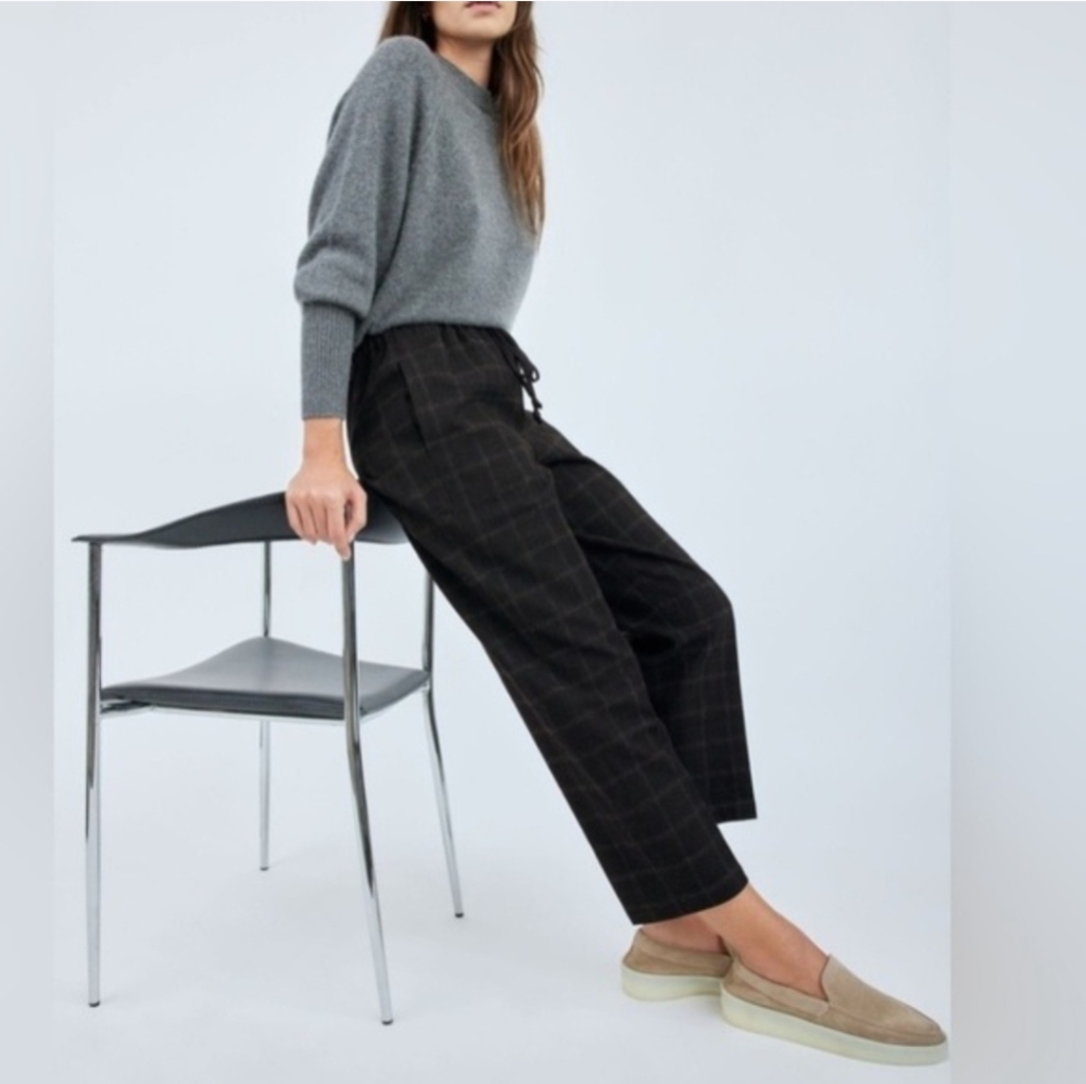 The Group Babaton Jimmy  Size XS Wide Leg Tie Waist Plaid Pants Like New.